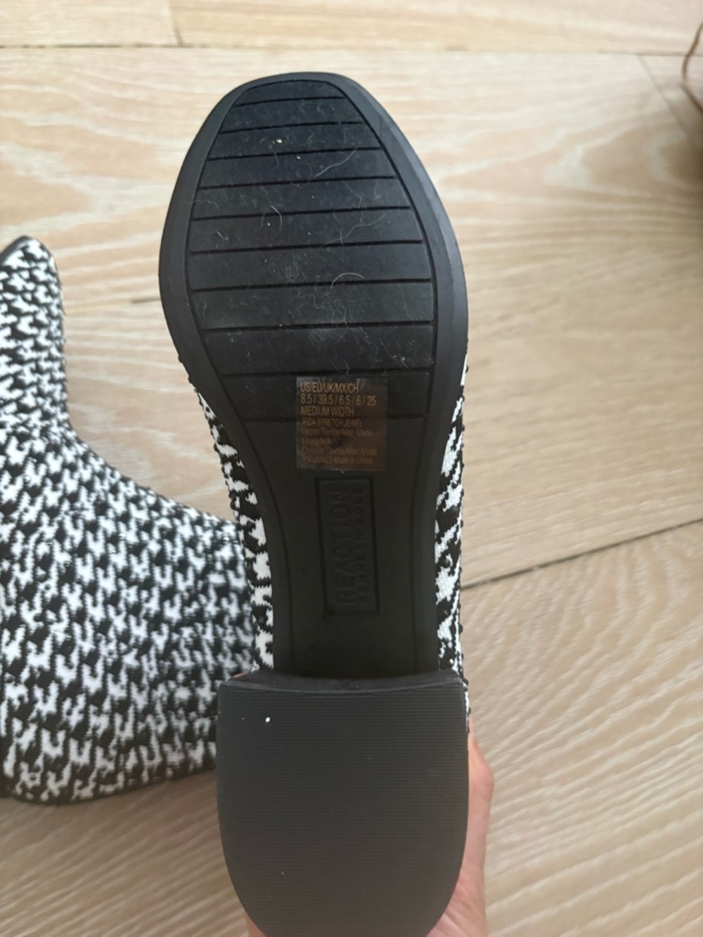 Kenneth Cole Black and White Houndstooth Sock Ankle Boots - Picture 5 of 5